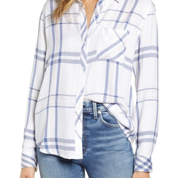 NEW RAILS Hunter Plaid Shirt In Indigo Powder Blus - Picture 2 of 8